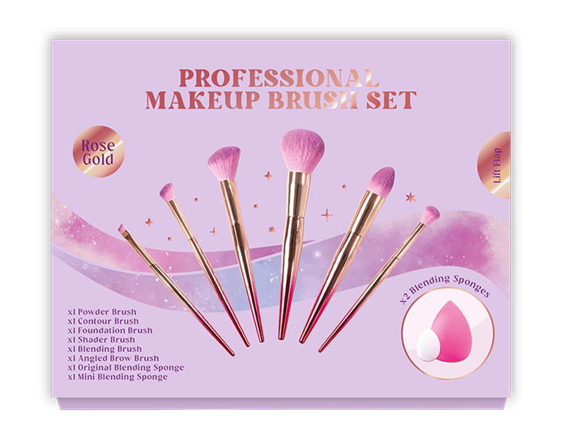 Wholesale Rose Gold Professional Makeup Brush Set 8pk