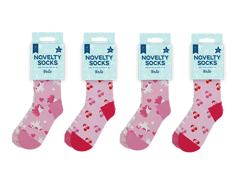 Wholesale Girls Novelty Cosy Socks 2pk