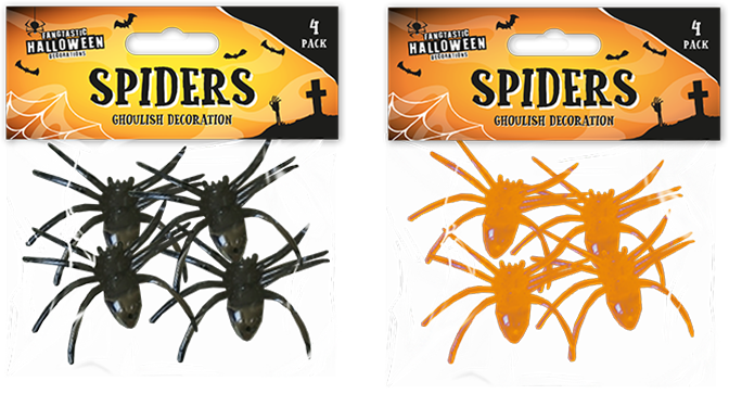Halloween Glitter Spiders - 4 Pack