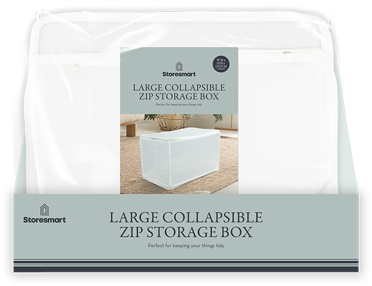Wholesale Large Collapsible Zip Storage Box 30X52X30CM CDU