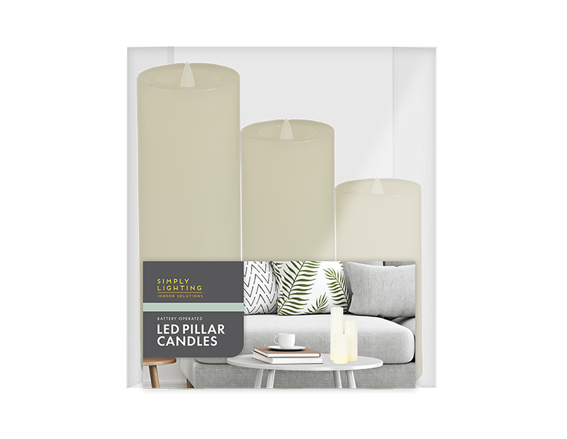 LED Pillar Candles 3pk