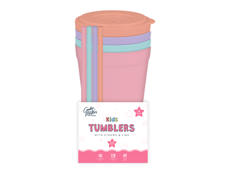Wholesale Girls Tumblers with Straws and Lids 4pk