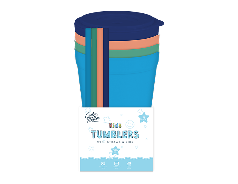 Boys Tumblers with Straws and Lids 4pk