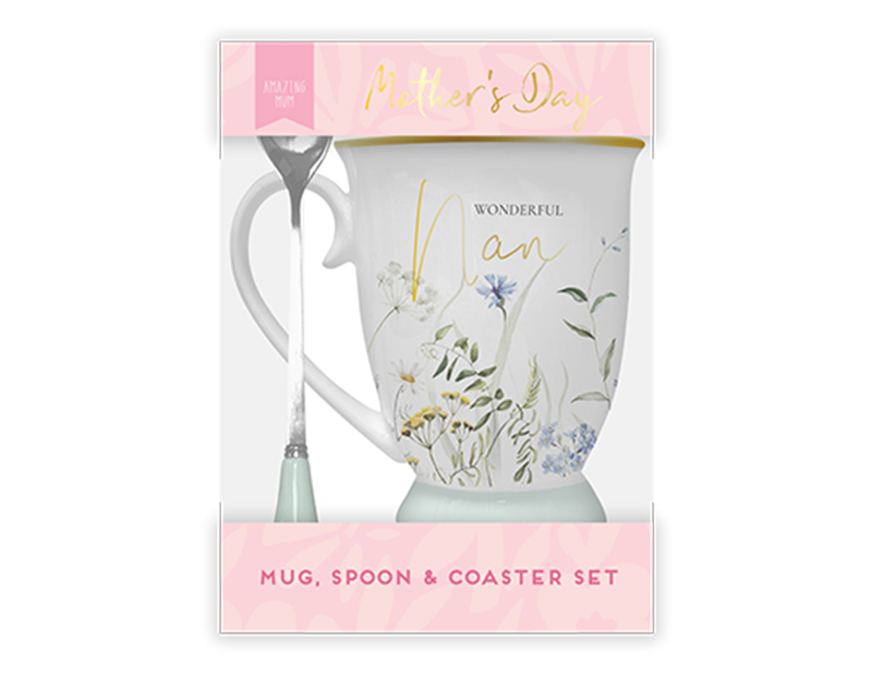 Wholesale Wonderful Nan Mug, Spoon & Coaster Set