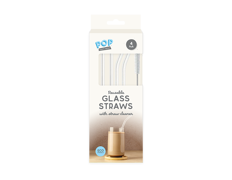 Reusable Glass Straws - 4 Pack