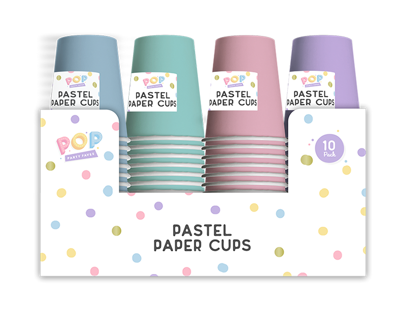 Wholesale Pastel Paper Cups 10pk PDQ