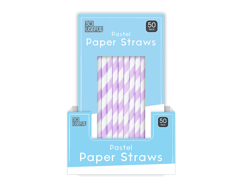 Wholesale Pastel Paper Straws 50pk CDU