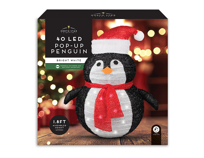 Pop-Up 40 LED Penguin 55cm x 60cm