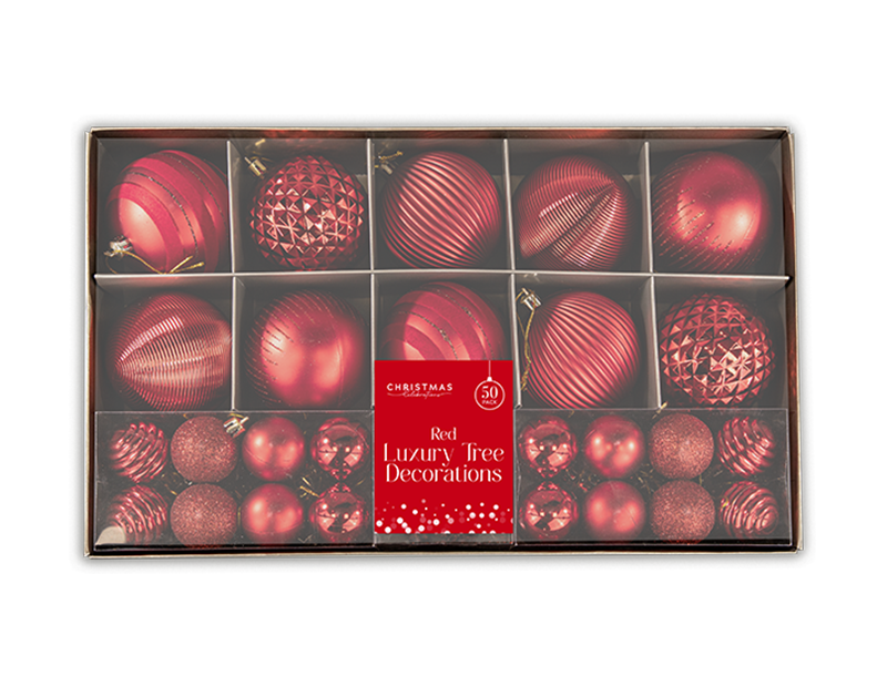 Red Luxury Tree Decorations 50pk