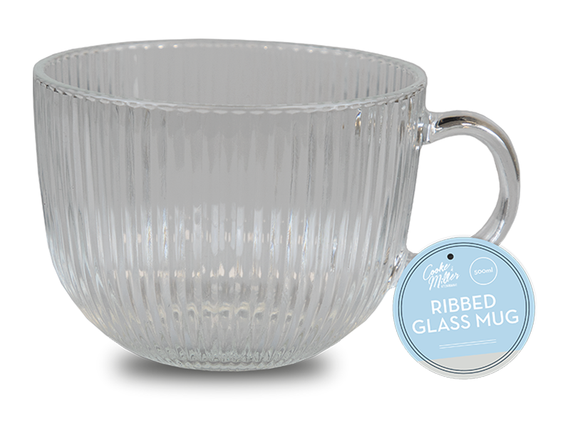 Ribbed Glass Mug 500ml