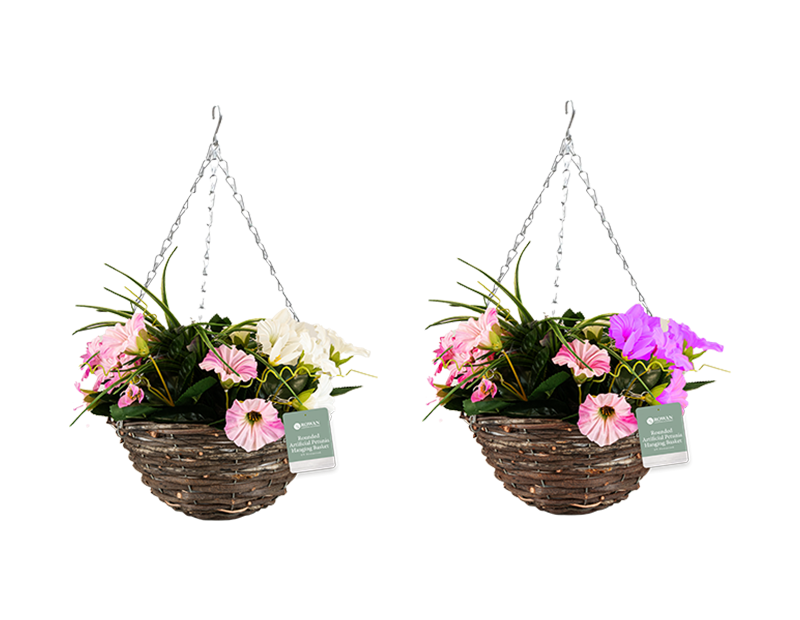 Wholesale Rounded Artificial Petunia Hanging Basket