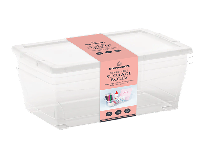 Storage Box with Lid 6L 3pk