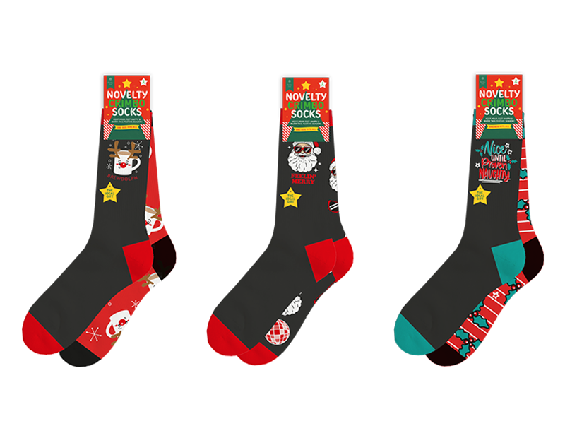 Wholesale Mens Novelty Christmas Cotton Rich Socks 2pk