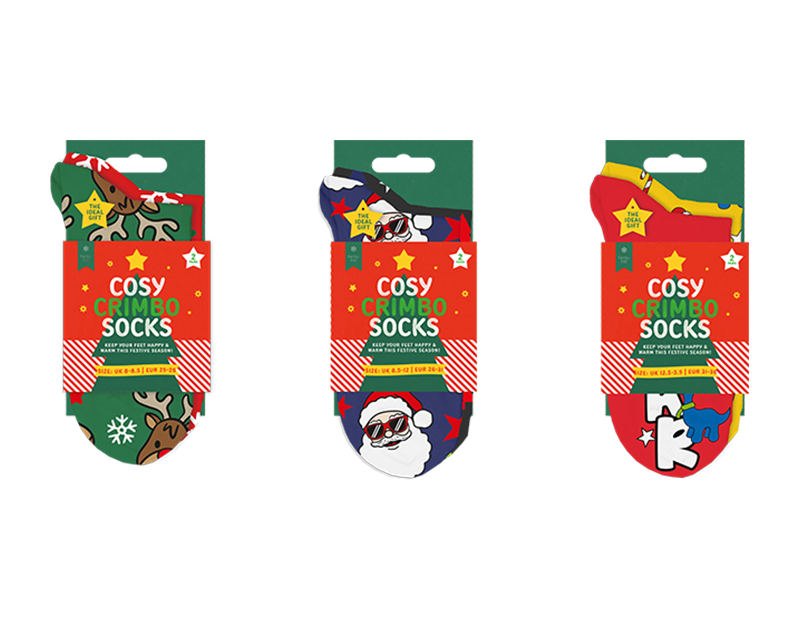 Wholesale Boys Printed Novelty Cosy Socks with Grippers 2pk