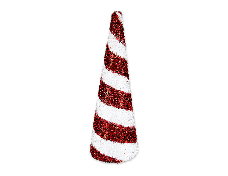 Tinsel Candy Cane Tree Cone 35cm