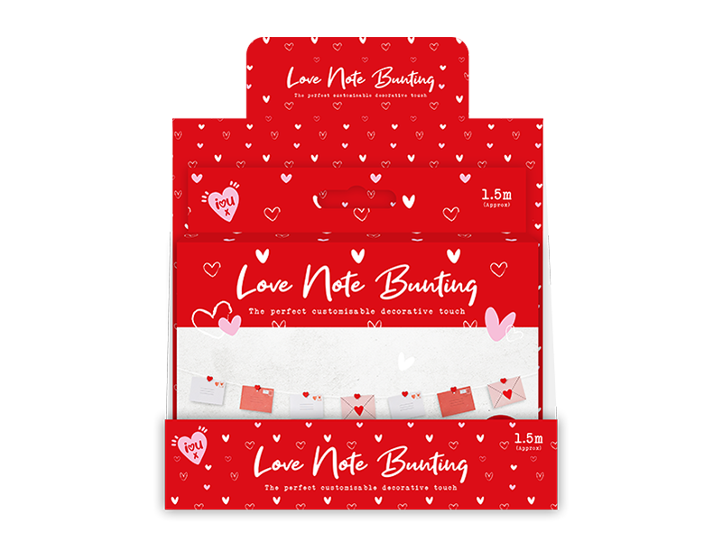 Wholesale Valentine's Customisable Love Note Bunting 1.5m PDQ