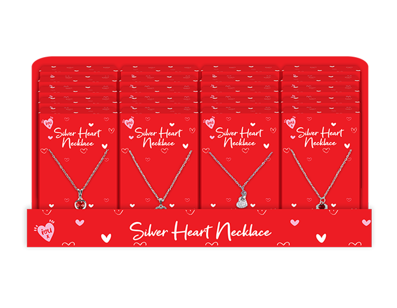 Wholesale Valentine's Day Silver Heart Necklaces PDQ