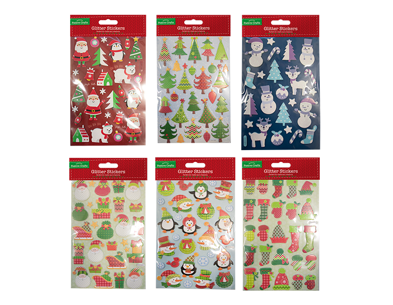 Wholesale Xmas Glitter Finish 3D Stickers