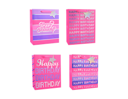 Girls Foiled Happy Birthday Large Gift Bag 30x42x12cm