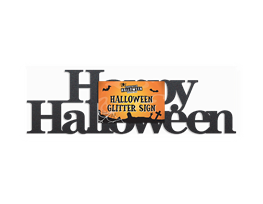 Happy Halloween Black Glitter Sign