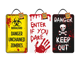 Halloween Warning Plaque 40x23cm