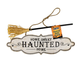 Halloween Haunted Home Plaque 40x36cm