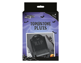 Halloween Embossed Tombstone Shaped Paper Plates 8pk