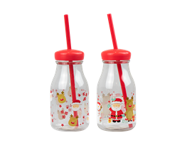 Kids Plastic Milk Jar & Straw