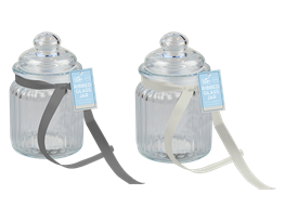 Ribbed Glass Jar with Ribbon 250ml