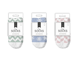 Ladies Printed Cosy Socks 2pk