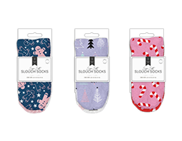 Ladies Printed Soft Slouch Socks 2pk