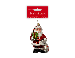 Metallic Santa Decoration 10.5cm x 7cm x 3.5cm