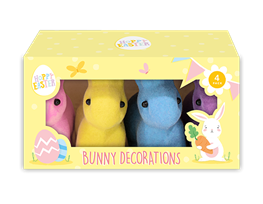 Mini Flocked Bunny Decorations 4pk