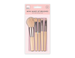 Mini Makeup Brush Set With Faux Leather Case 5pk