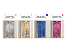 Metallic Fringe Backdrop Curtain