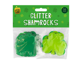 St. Patrick's Day Glitter Card Shamrocks 50pk