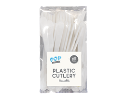 Plastic White Cutlery 60pk