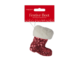 Red Sequin Boot Decoration 11cm x 10cm x 4.5cm