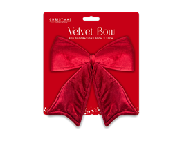 Red Velvet Bow Decoration 30x32cm