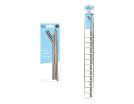 Reusable Metal Straw Including Cleaner With Clip Strip