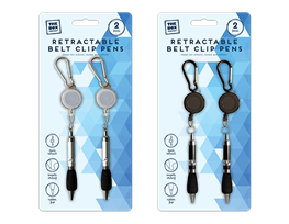 Retractable Belt Clip Pen - 2 Pack