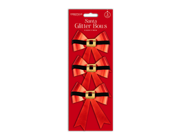 Santa Glitter Bows 3pk