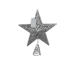 Silver Glitter Star Tree Topper 17cm Dia