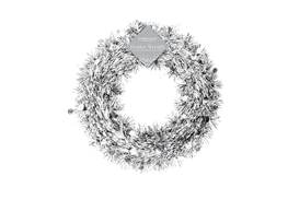 Silver Tinsel Christmas Wreath 28cm