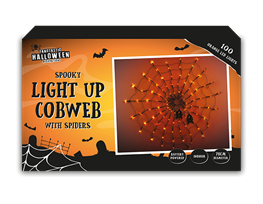 Spooky Light Up Cobweb with Spiders 78cm