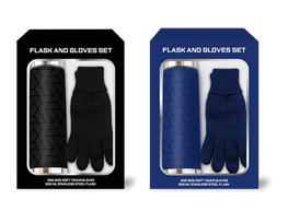 Stainless Steel Flask & Soft Touch Gloves Set