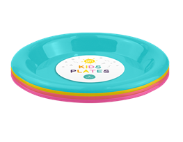 Kids Bright Plastic Plates Dia 18cm 4pk