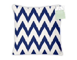 Summer Zig Zag Navy Printed Water Repellent Outdoor Cushion