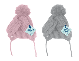 Girls Hat & Mittens Set 4 Asstd Sizes