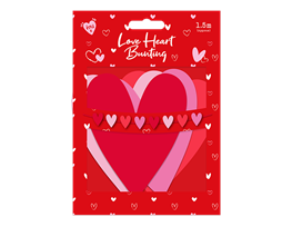 Valentine's Love Heart Bunting 1.5m PDQ